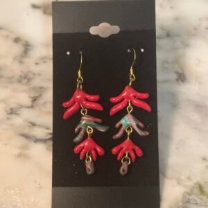 Red & Marbled Abstract Ferns