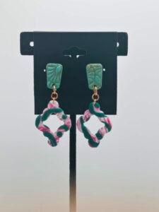 Green Tile Pink Scallops