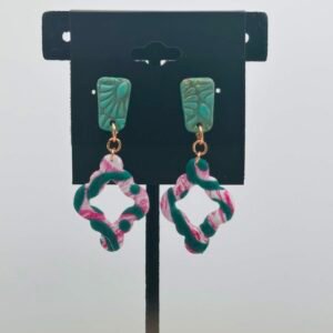 Green Tile Pink Scallops